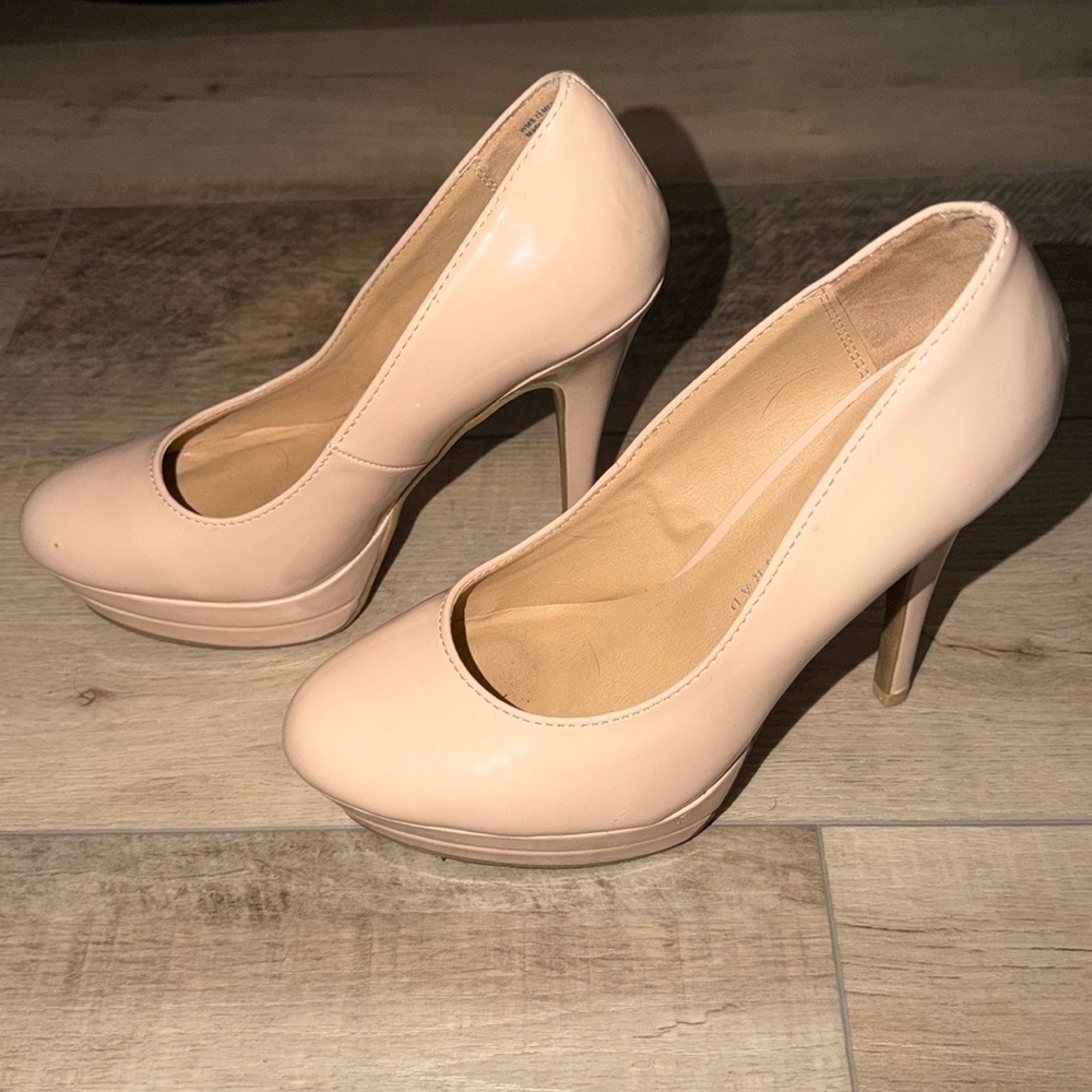 Nude platform heels
